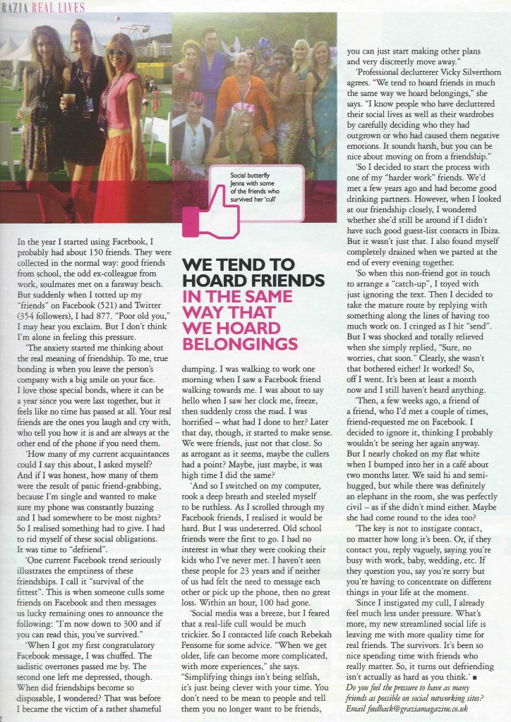 Grazia March 2014 advice on facebook friends article Page 2