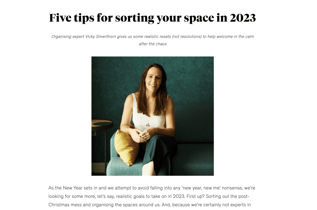 Featured in Hush: Five Tips for Sorting Your Space in 2023